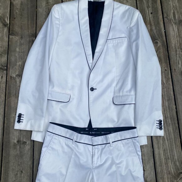Dolce & Gabbana White Tuxedo Suit Jacket Wedding Suit & Pants Size 44R Size 36W - Picture 9 of 16